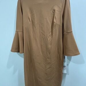 Calvin Klein Tan Long Sleeve Dress